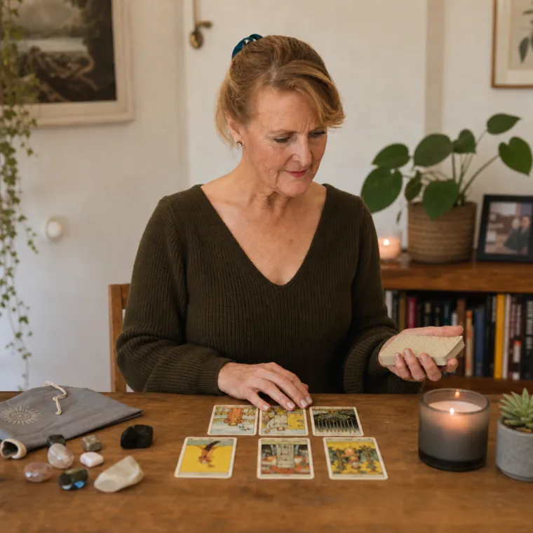 Inés Valverde realizando una tirada de cartas